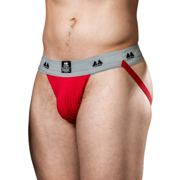 MM Original Edition Jockstrap - Taillenband 5 cm/2 - rot/grau L