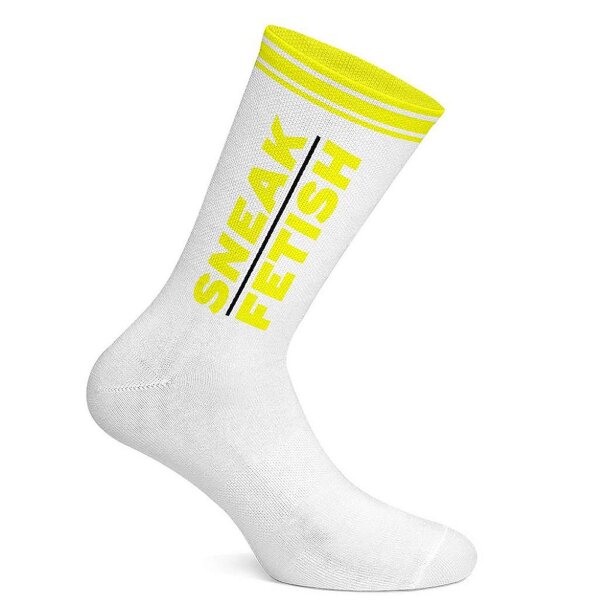 Sneak Freaxx Sneak Fetish Socks White Neon Yellow One Size