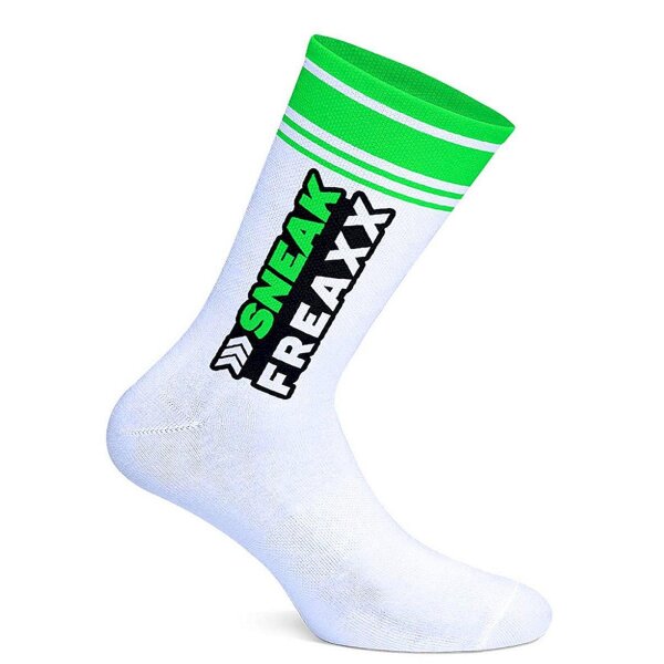 Sneak Freaxx Big Stripe Green Neon Socks White One Size