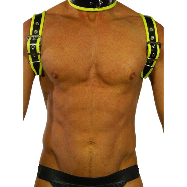 Rude Rider Shoulder Backstrap Harness Leather Black/Yellow