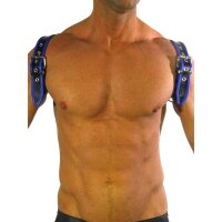 Rude Rider Shoulder Backstrap Harness Leather Black/Blue