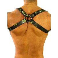 Rude Rider Shoulder X-Back Harness Leather Camo/Chrome