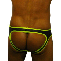 Rude Rider Neoprene Brief Open Back Bottoms Black/Yellow