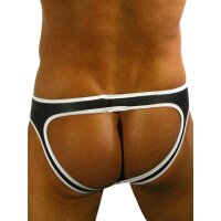 Rude Rider Neoprene Brief Open Back Bottoms Black/White