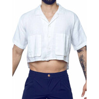 2Eros Cropped Linen Shirt White