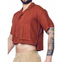 2eros Cropped Linen Shirt Bombay Brown