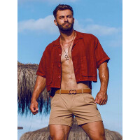 2eros Cropped Linen Shirt Bombay Brown