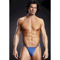 BLUE LINE Microfiber V-String + Metal Rings blau S/ M